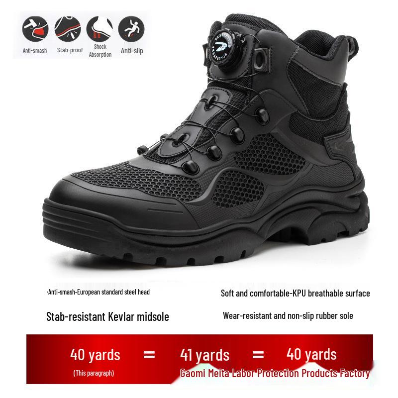 

Cross-Border Steel Toe Work Boots: Anti-Smash, Anti-Puncture, High-Top Ankle Support for Men s Comfort and Durability. MT9195-Black; 37