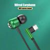 Wired Earphone In-ear HiFi Stereo Sound Elbow Design Type-C Sport Gaming Headset with Mic for Mobile Phone