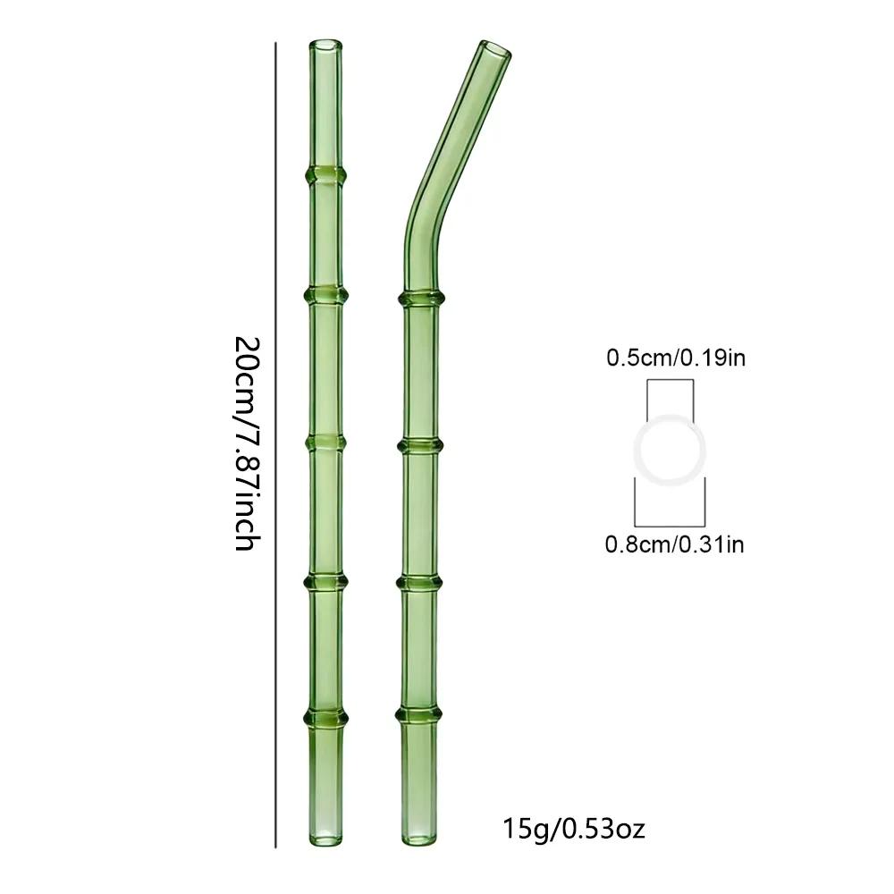12pcs Reusable Glass Straw with Brush Bag Bamboo-shaped Straws Set Suitable for Milkshakes Juices Coffee Bar Accessories