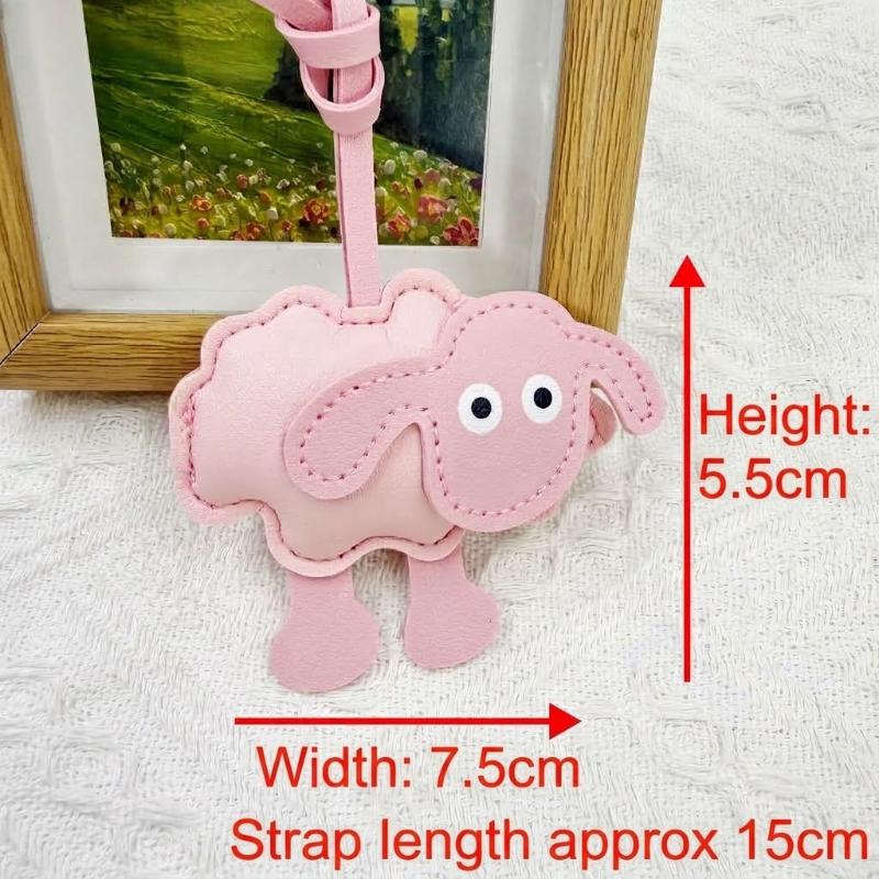 Cartoon Cute Pu Leather Trendy Sheep Backpack Pendant Keychain Couple Versatile Gift