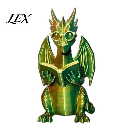 Creative Gift for Teachers Reading Dragon Figurine with Glasses, Statue, 3D Printed Whimsical Desk Accessory Bookshelf Decor, Desktop Ornament,