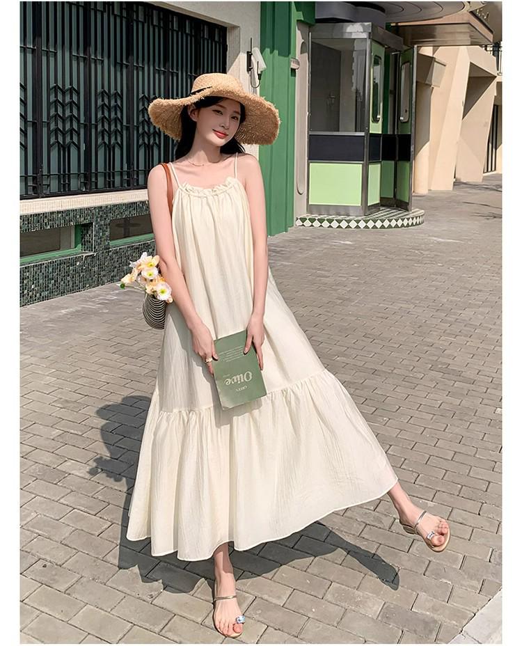 Loose Waist Off-Shoulder Camisole Dress - Women's Summer A-Line, High-End, Vacation Style, Super Fairy, Long Dress.