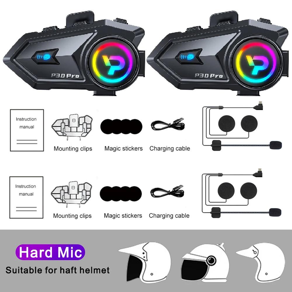1/2pcs BT6.0 Motorcycle Helmet Intercom 500M Intercomunicador Moto Walkie Talkie 1000Mah Music Share Interphone Wireless Headset