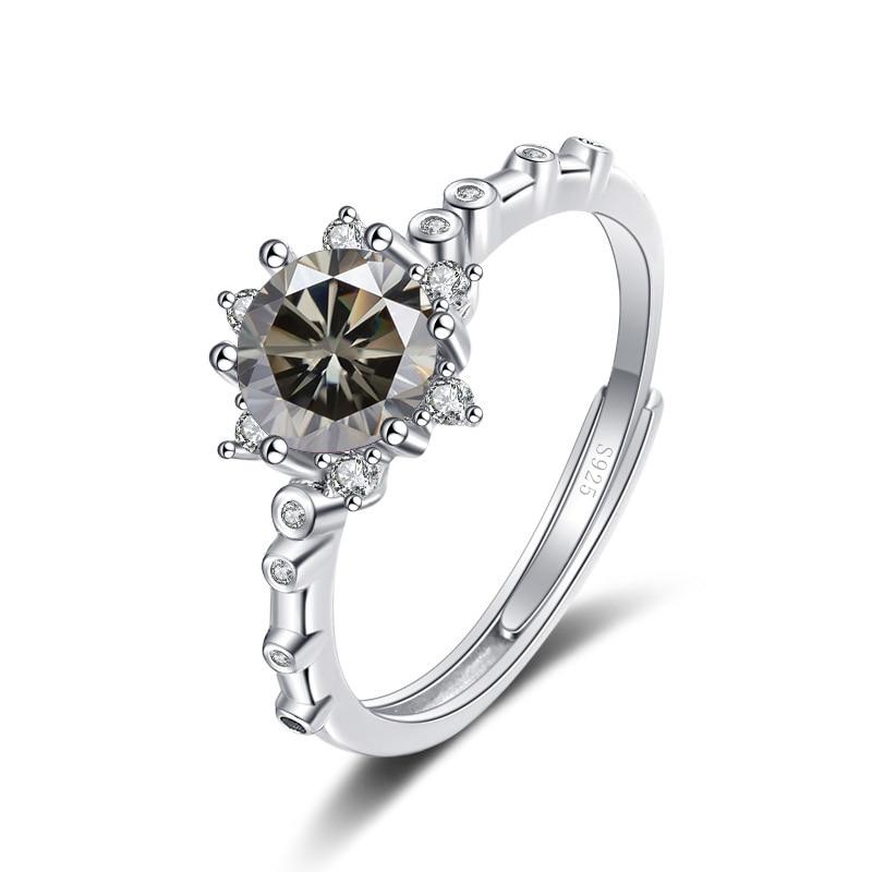 Bague Ringen Snowflake Rings 1 Carat Colored Moissanite Ring For Women Christmas Gift Romantic Winter Sterling Silver 925 Jewelry