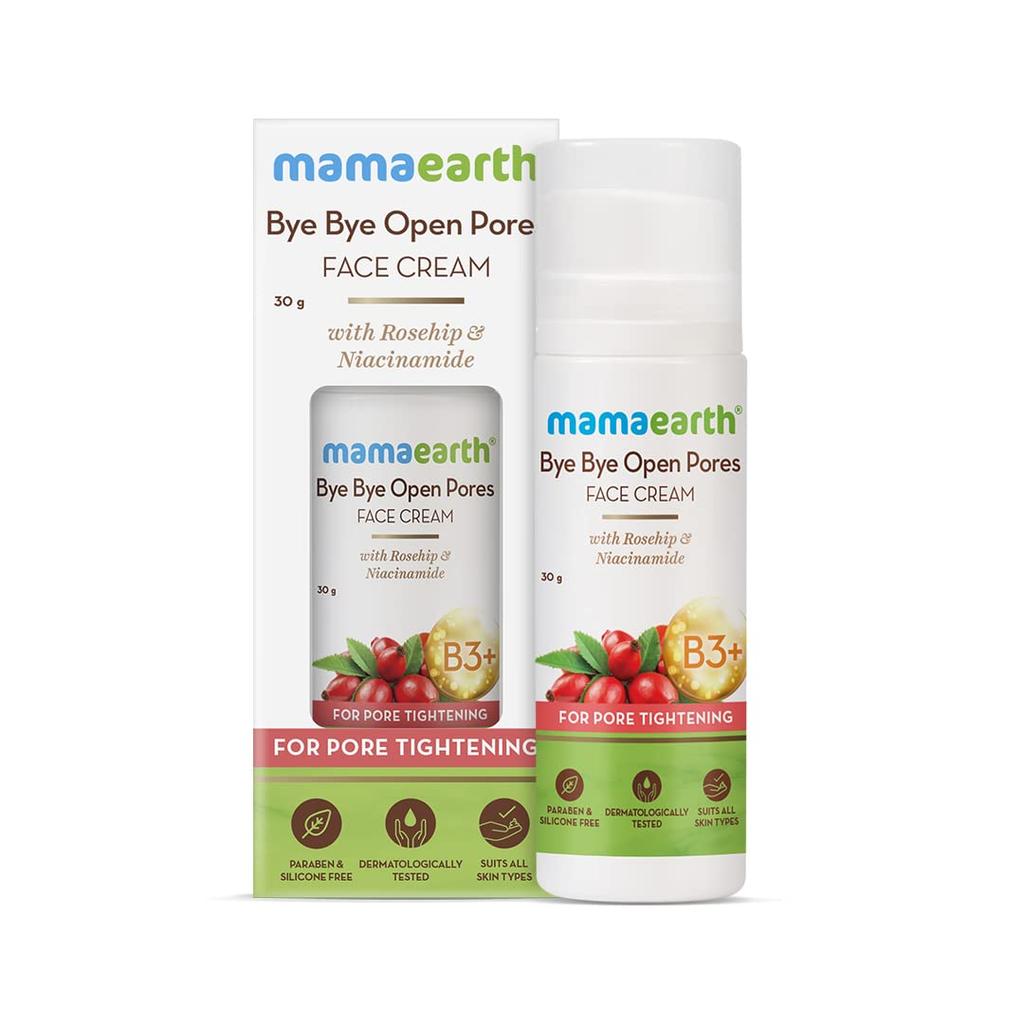 Mamaearth Bye Bye Face Cream For Pore Tightening With Niacinamide Rosehip Lightweight Non Greasy Formula 30g For All Skin Types