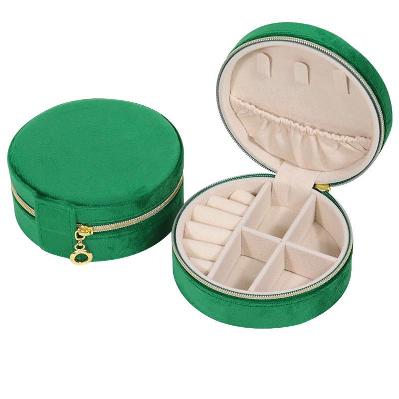 Velvet Round Zipper Jewelry Organizer for Rings, Necklaces & Earrings