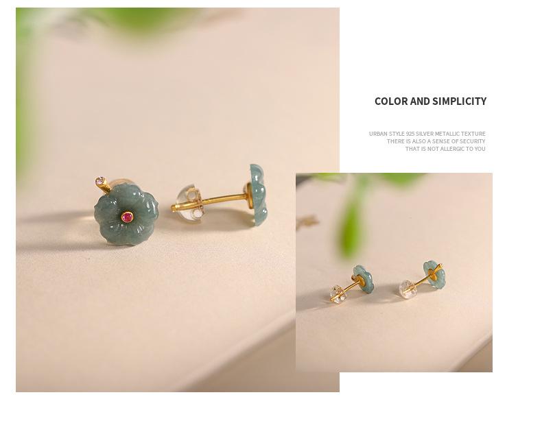Winter Arrival: S925 Silver & A-Grade Jade Carved Stud Earrings