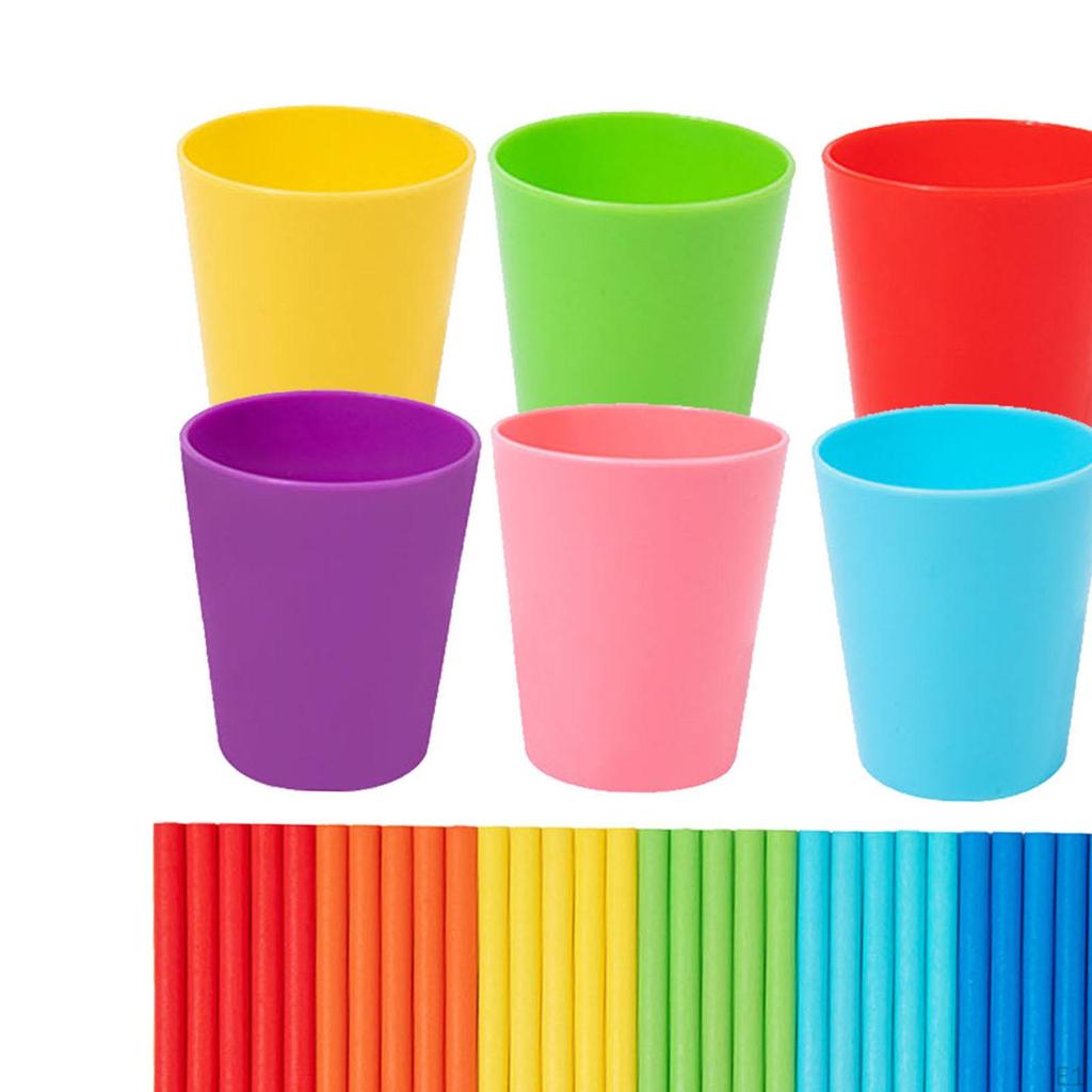 Color Sorting Play Set Counting with 8 Cups Gifts Montessori Toy Matching Game for
