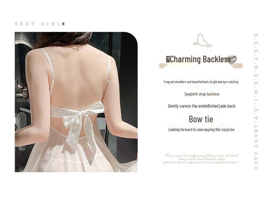 Sexy Lace Camisole Nightdress Set: Enhances Bust, See-Through Lingerie for Women