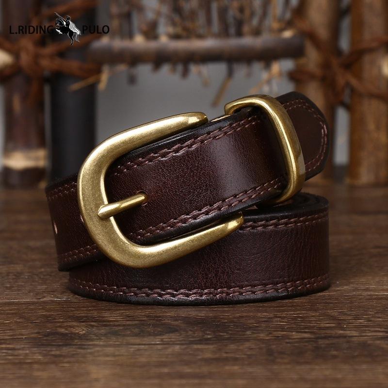 Belt Women Decorative Genuine Leather Belt Women Pin Buckle Pure Cowhide Retro Korean Style Fashion All-match