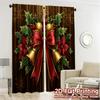 2pcs,Curtains Christmas Bells Holly Poinsettia (3) Modern Curtain Fabric Polyester Curtains Home Decor Suitable for Bedroom &