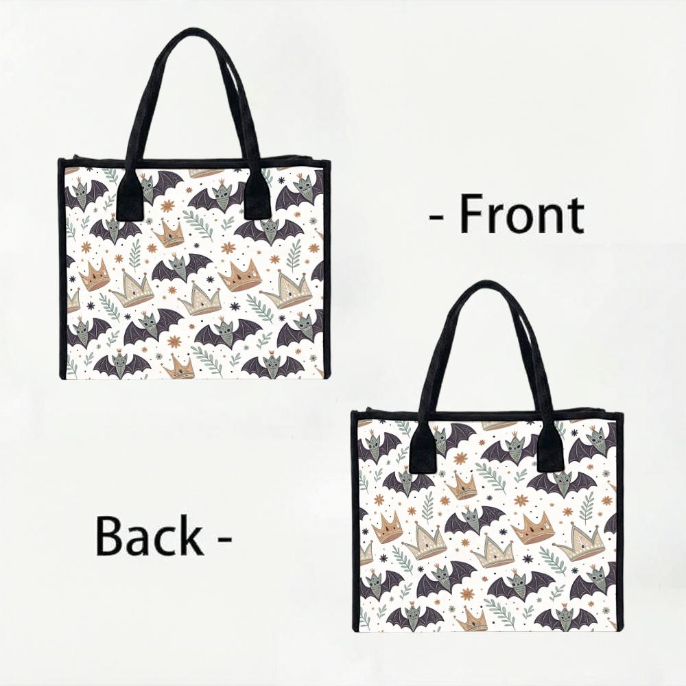 Cute Bat Print Tote Bag Fashion Casual Large Capacity Handbag for Daily Use