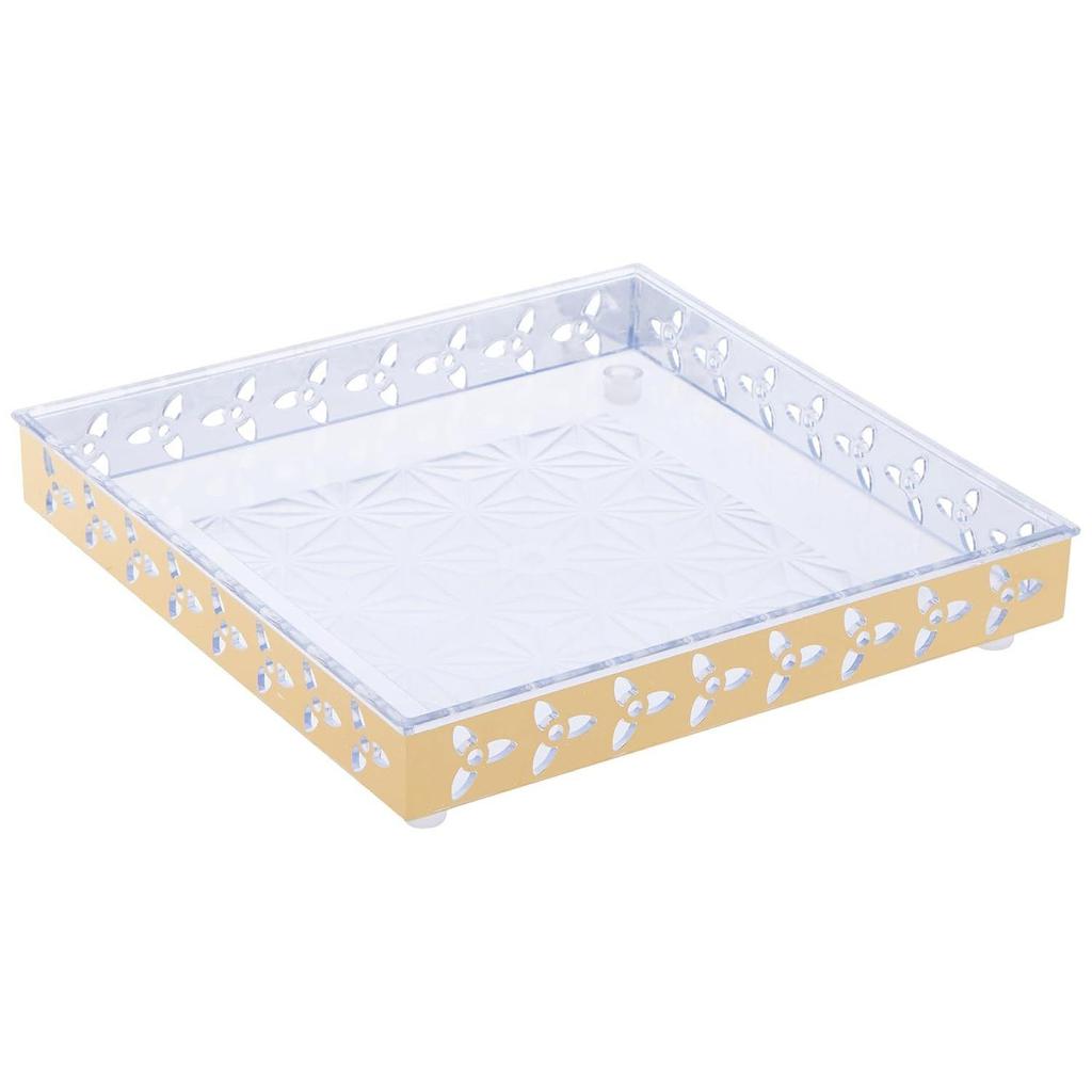 Airtight Dry Fruit Container Set With Tray|Plastic Dry Food Storage|500Ml, Set Of 4 (Golden)