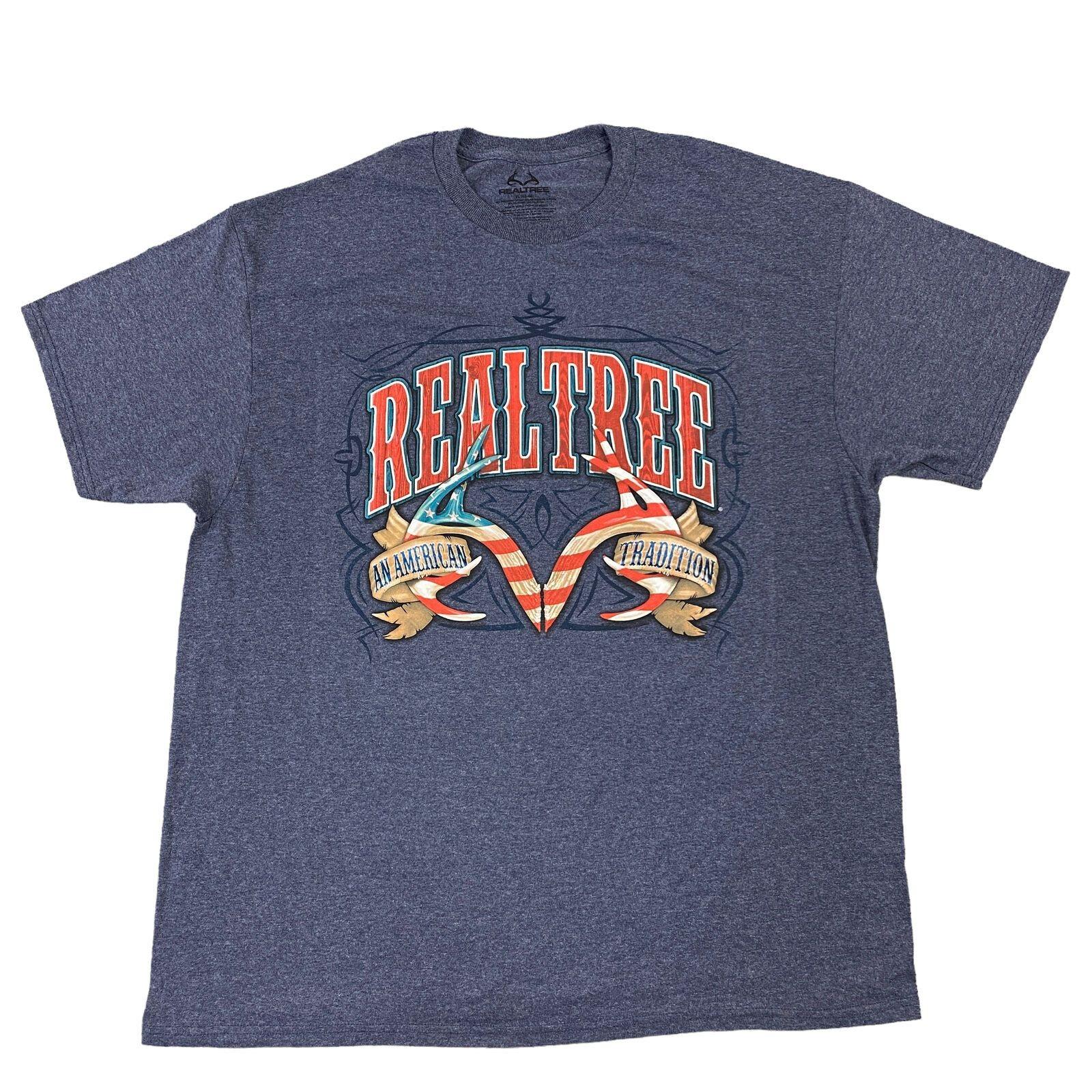 Realtree T-Shirt Mens Womens Tees Top Graphic Print Spell Out Y2K Blue Mens S