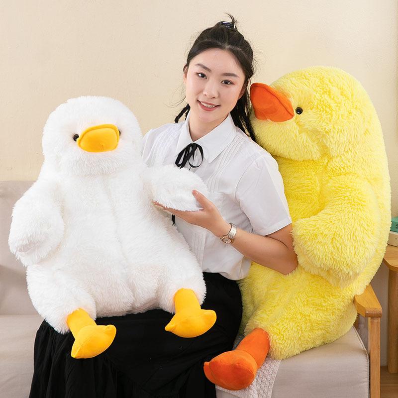 Lindo peluche de pato frito, lindo cojín suave para dormir, juguete de peluche, peluche de pato amarillo grande, regalo de cumpleaños