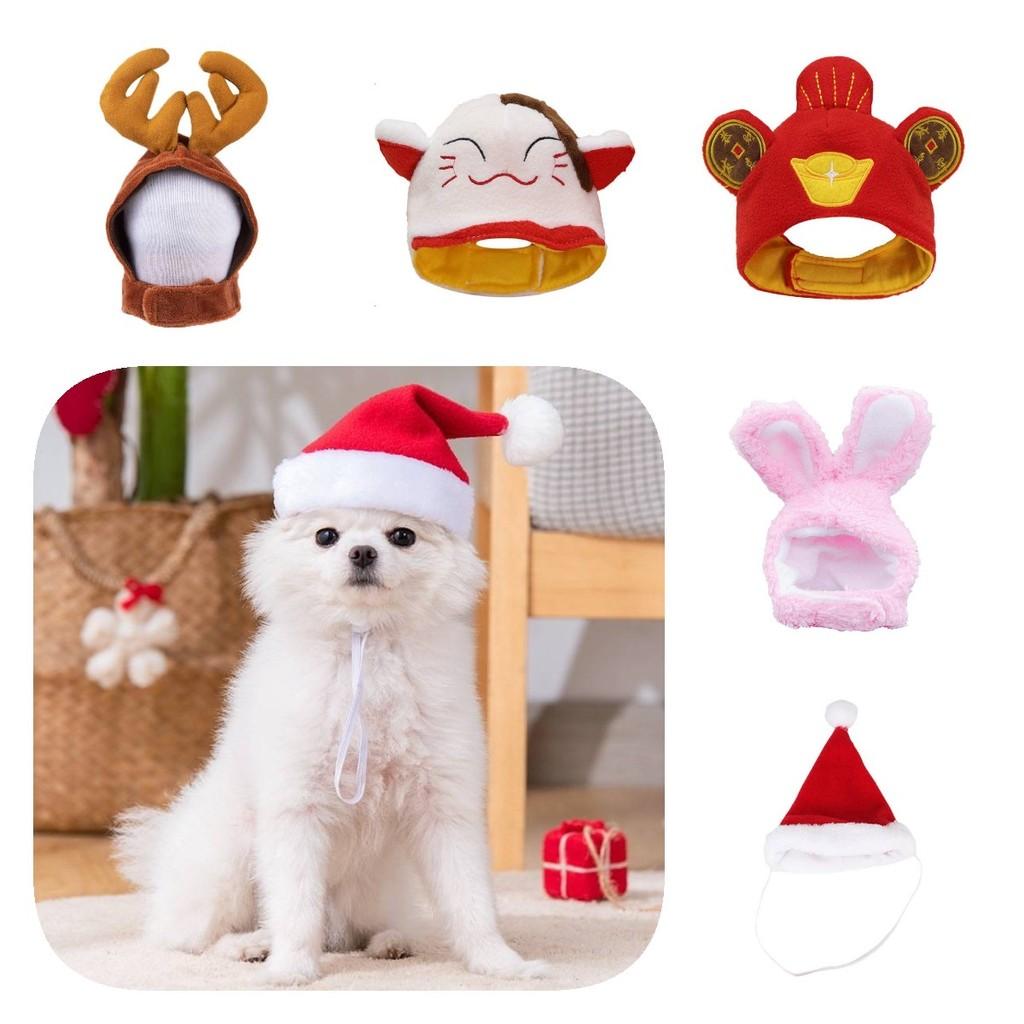 Of The God Wealth Rabbit Elk Cat Santa Hat Pet Headwear Decoration Cute Cartoon