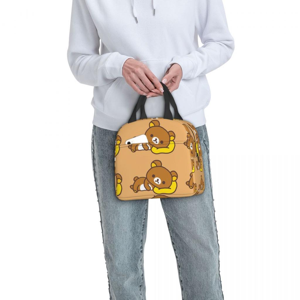 Rilakkuma Insulated Lunch Bag for Women Kids Leakproof Food Boxes Thermal Lunch Box Tote