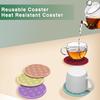 Coaster din silicon cu model retro Izolație termică Ușor de curățat Coaster moale rotund, reutilizabil, vintage