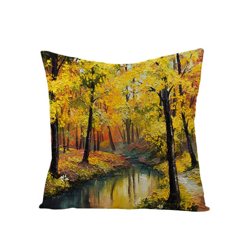 Retro-Style Autumn With Maple Leaves And Sunflowers Digital Printing Short Plush Pillow Covers For Car Sofa Office Cushion Cover