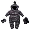 Reegoo Peter Baby Sleeve Romper with Down Winter Size Months Jumpsuit/Coverall/Long Hood, Coat, Wear, Black, 90, 18-24