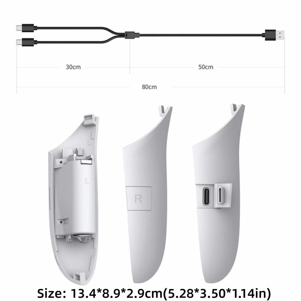 Empuñaduras Recargables para Controlador Derecho e Izquierdo Cubierta de Batería para Controlador de Auriculares VR Meta Quest 3/3S