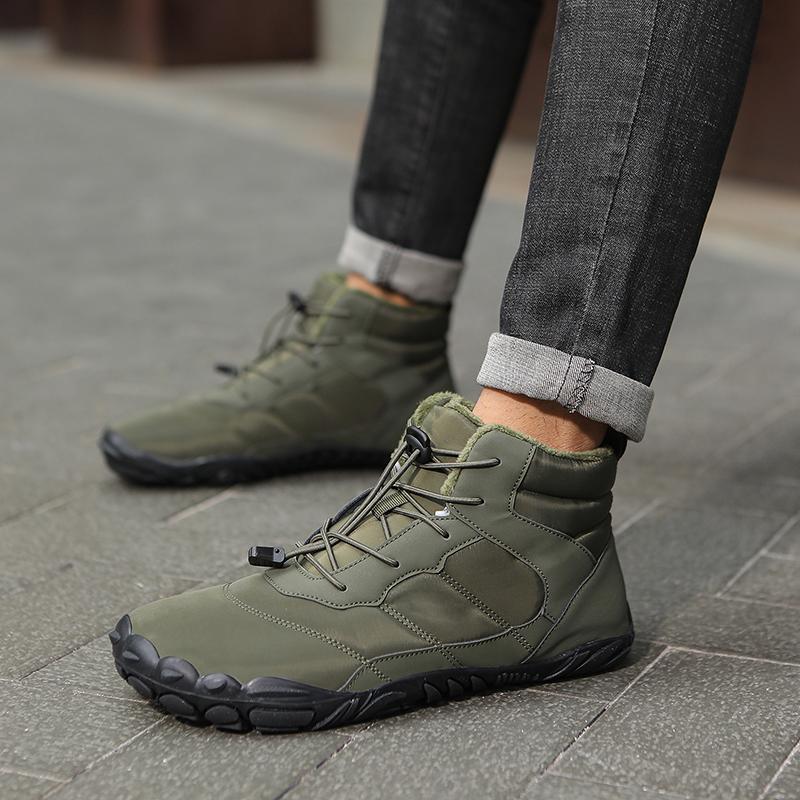 High-top Men's Winter Snow Boots Plush Warm Hiking Shoes Anti-slip Wear-resistant Outdoor Sneakers for Trekking Walking Camping Big Size