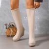 Long Boots Women Autumn Winter Block Heel Platform High Boots Platform Stretch Skinny Boots
