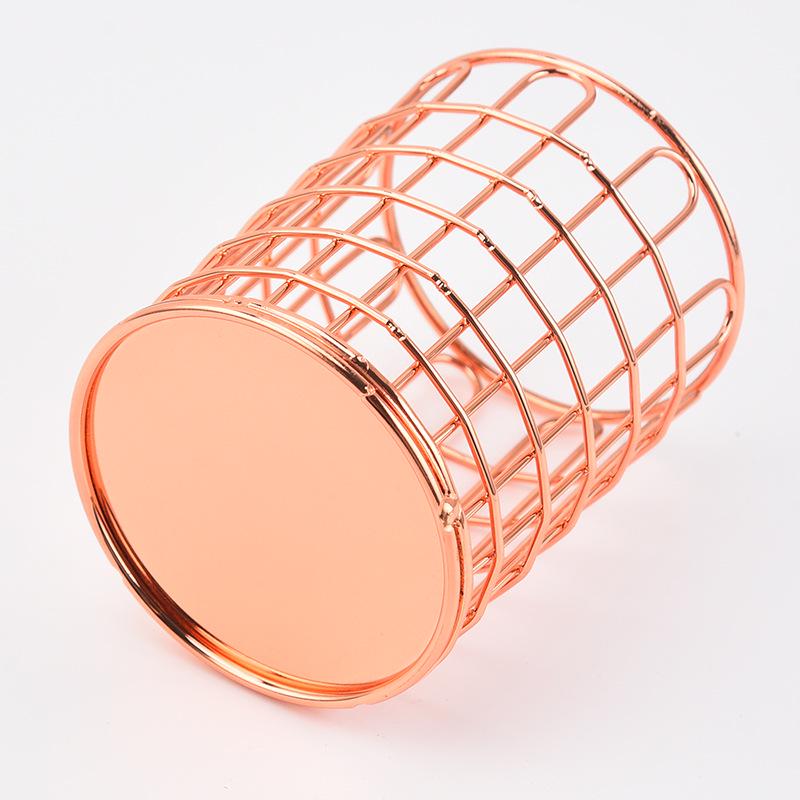 Nordic Gold Iron Art Pen & Makeup Brush Holder - Desktop Storage Tube