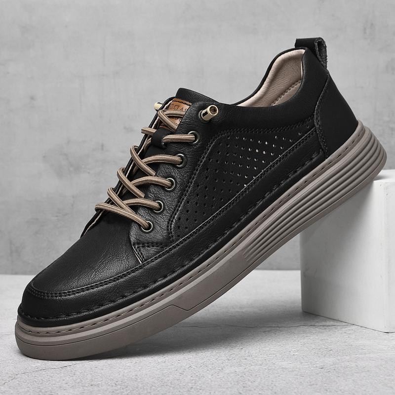 Classic Brand Men's Leather Casual Shoes Retro Khaki Men's Oxford Shoes Breathable Men's Outdoor Hiking Shoes Winter Velvet
