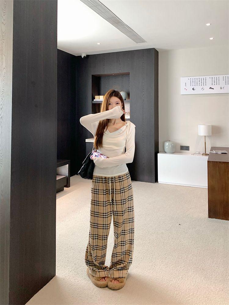 Damen Schlankmachendes Koreanisches Mode-Swing-Kragen-Basisshirt - Herbst/Winter Langarm Einfarbige Trendiges Oberteil