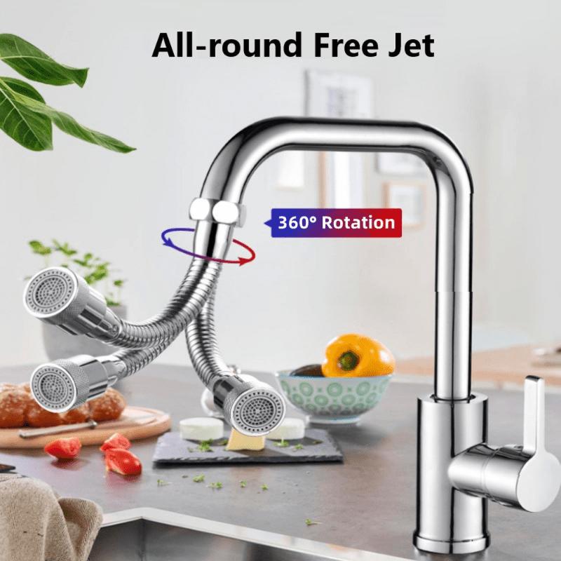 1Pc 360 ° universal faucet extender, splash proof nozzle aerator, bendable sink extension hose, kitchen accessories