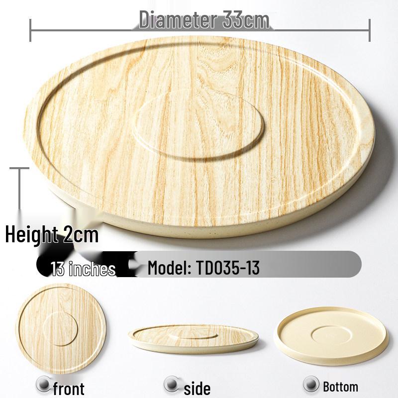 Xiangyuanmei Melamine Barbecue Hot Pot Side Plate - Imitation Porcelain Grill Pan with Wood Grain Design