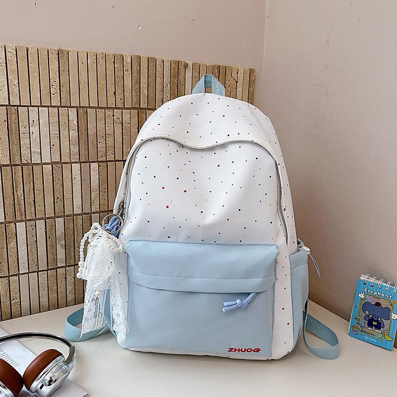 Schoolbag Cold Sweet Cool Milk Polka Dot Backpack Female Junior High School College Student Street Atmosphere Primary School Backpack