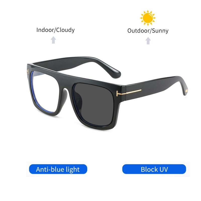 Photochromic Reading Glasses Oversized Square Leopard Print Women Eyeglasses Anti Blue Light Big Frame Computer Eyewear