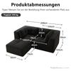 Modular Corner Sofa, Two-seater, Frameless L-shaped with Movable Footrest, Corduroy Fabric, Suitable for Living Room and Bedroom, Black