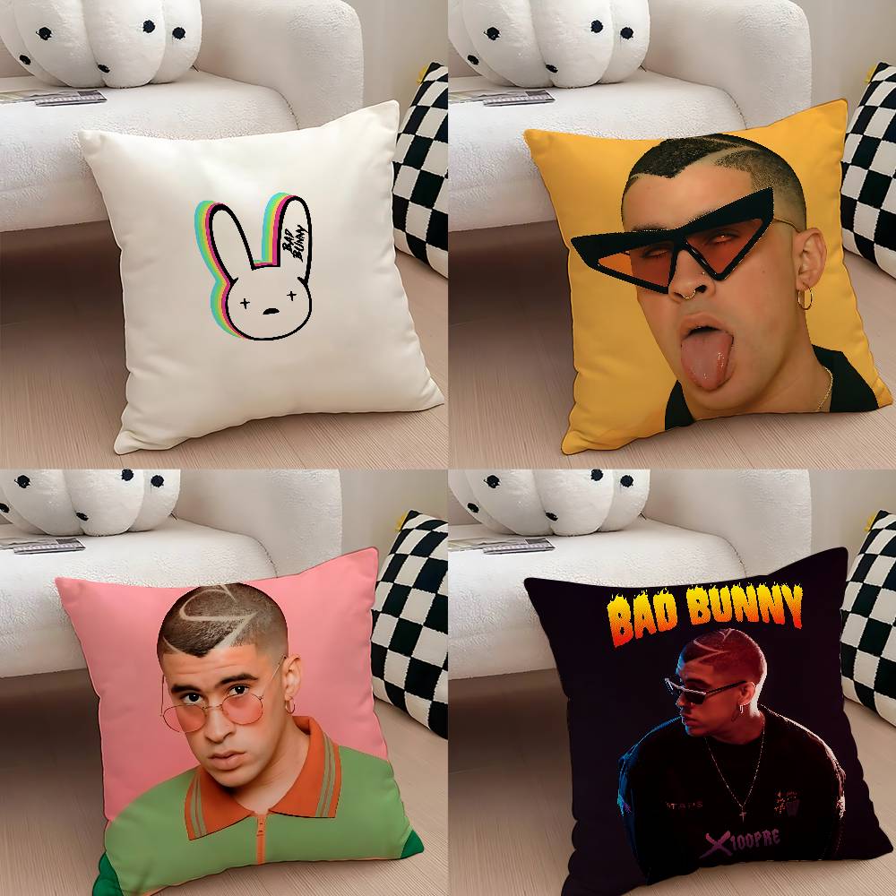 B-Bad B-Bunny Love X100pre Pillow Case Throw Pillow Cover Nordic Vintage Style Cushion Covers Home Living Room Sofa Couch Seat
