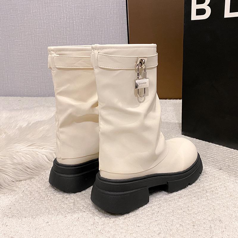 

Ботинки Женские Весенне-Осенние Короткие Ботинки Платформа Ботинки-Брюки Толстый Каблук Винтажные Ботинки Мартин Ботинки с Малярным Воротником Ботинки Западного Ковбоя 35