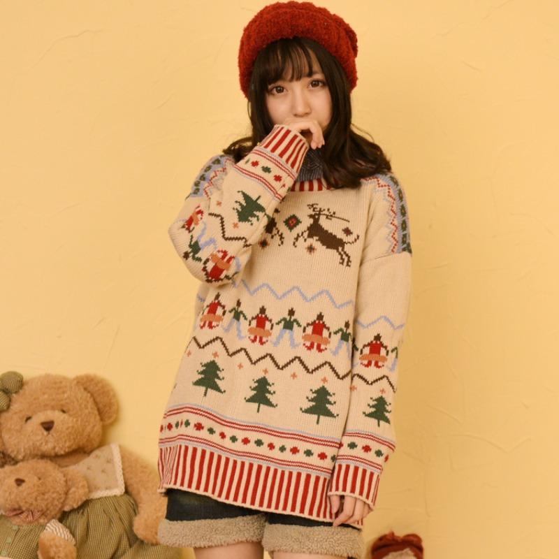 Christmas sweater wind knitted sweater new fancy knitted sweater autumn and winter L жёлтый 3790₽