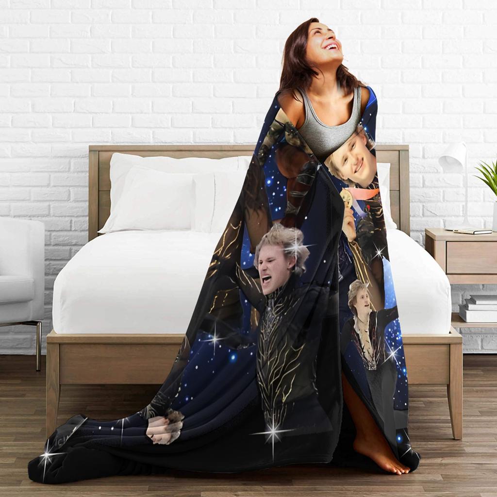 Quad Jump Ice Skating Ilia Malinin Accessories Blanket Warm Cozy Fluffy Throw Blankets for Bed 50x60 Inch Multi-size Bedspread