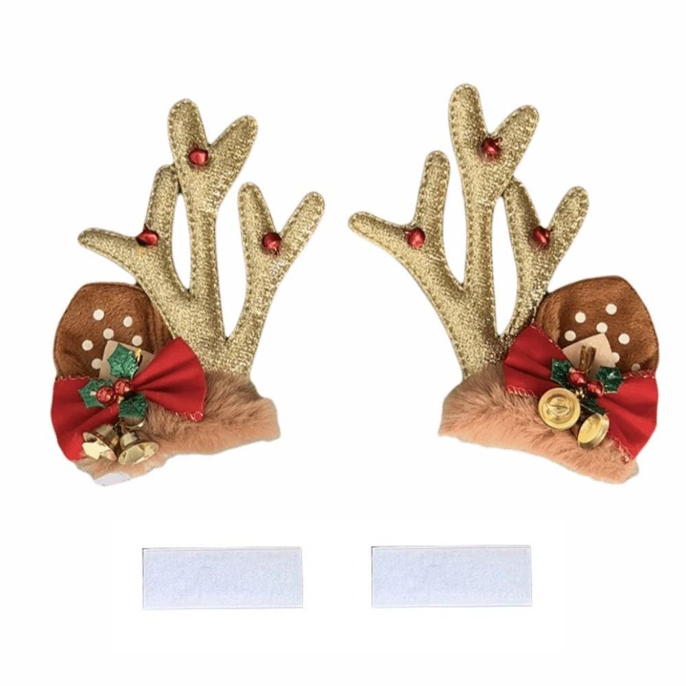 Creative Motorcycle Helmet Decoration 3D Self-adhesive Christmas Antlers Helmet Decor Cute Plush Embossing