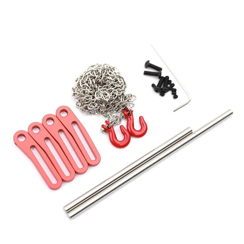 A71Z RC Car Upgrade Adjustable Front And Rear Bumpers Kit For 1/10 SCX10 TRX4 LCG RC Car Upgrade Parts Red