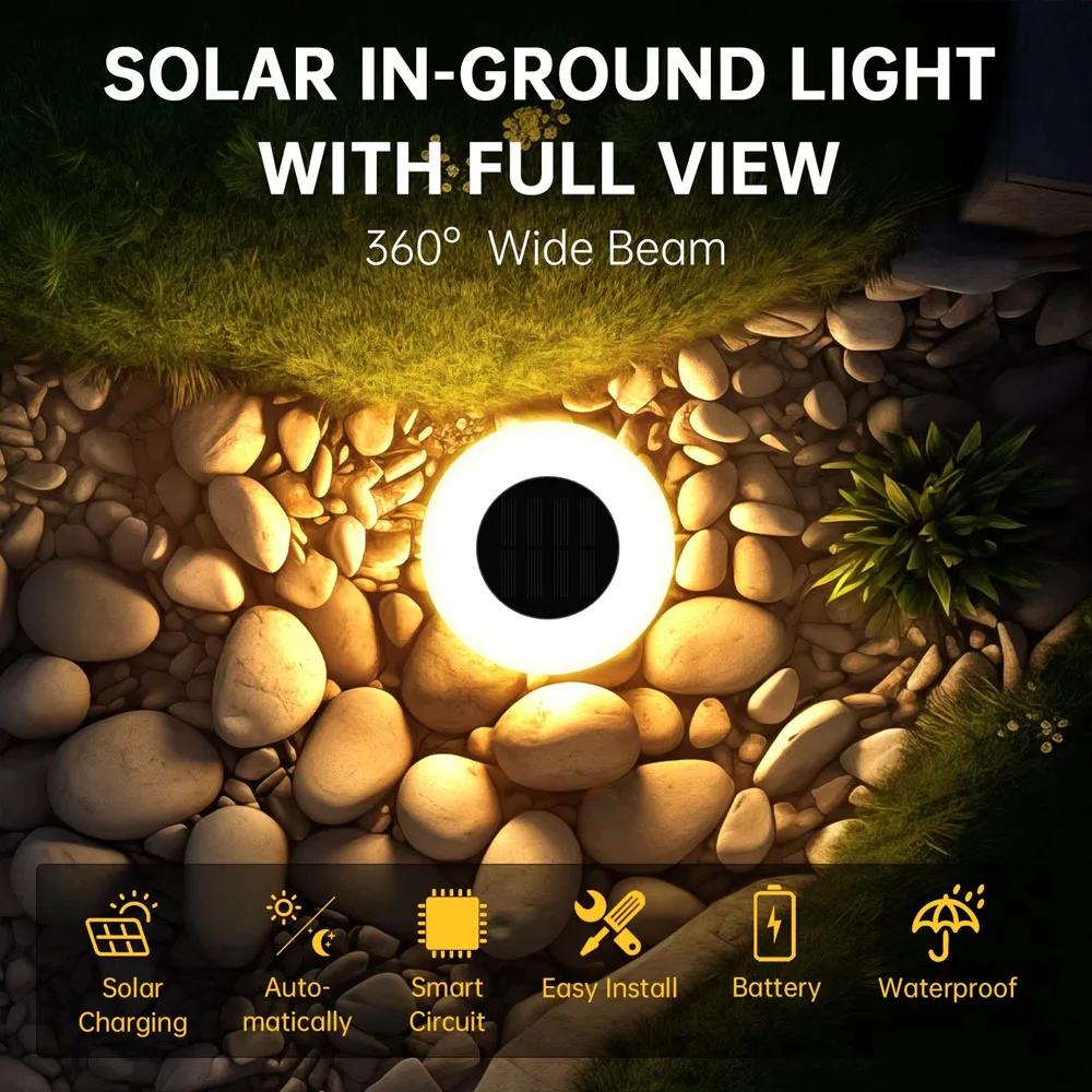 LED Solar Underground Light Waterproof Lawn Light Outdoor Decorative Lights Garden Floor Lamp Ground Lamp For Terraces Ground