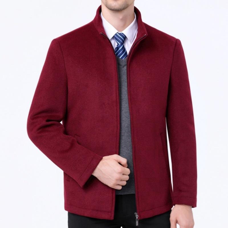 

Куртка из кашемира для мужчин среднего возраста, короткое утолщенное шерстяное пальто для мужчин среднего и пожилого возраста, осенне-зимнее толстое пальто 195