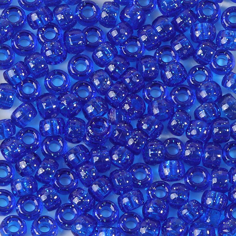 "100 Pcs Large Hole Transparent Frosted Barrel Beads - Colored Onion Powder Plastic Pony Beads for Dreadlocks and Wigs"