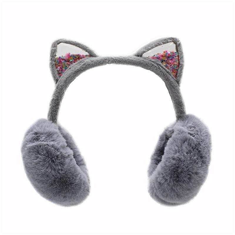 Suefunskry Winter Warm Earmuffs for Women Kids Girls Cute Cat Ear Muffs Foldable Fluffy Ear Warmers Headwear