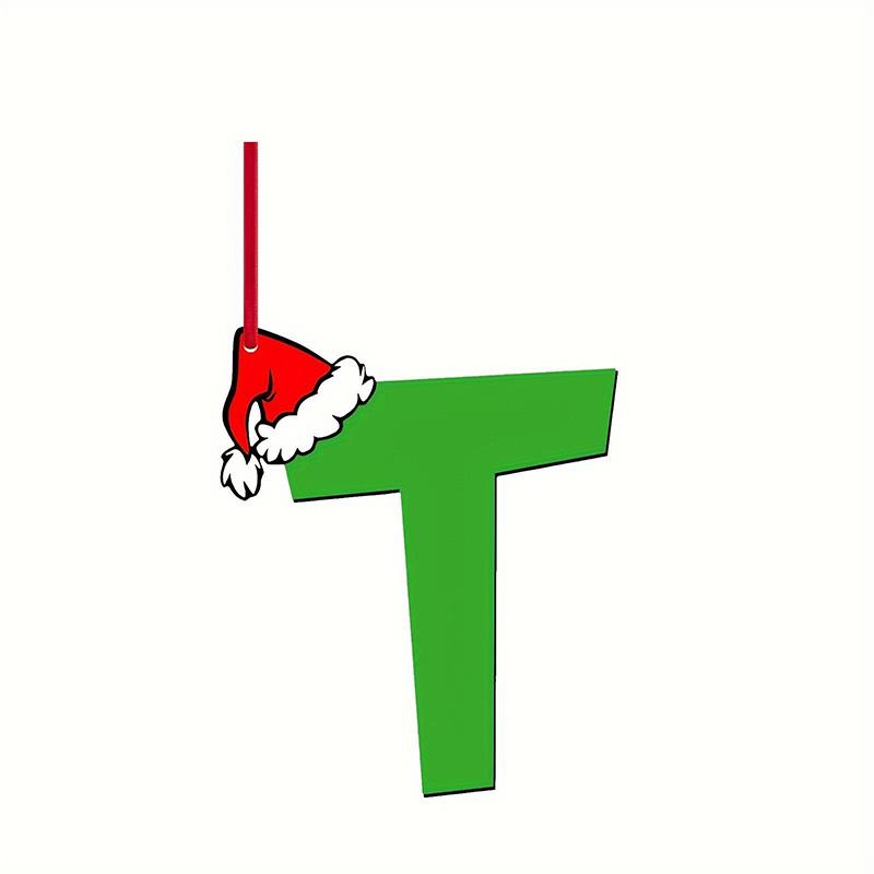 Green Elf Style 26 Letters Christmas Tree Hanging Ornaments DIY Craft Gift Tag Merry Christmas Decoration for Home 2026 New Year