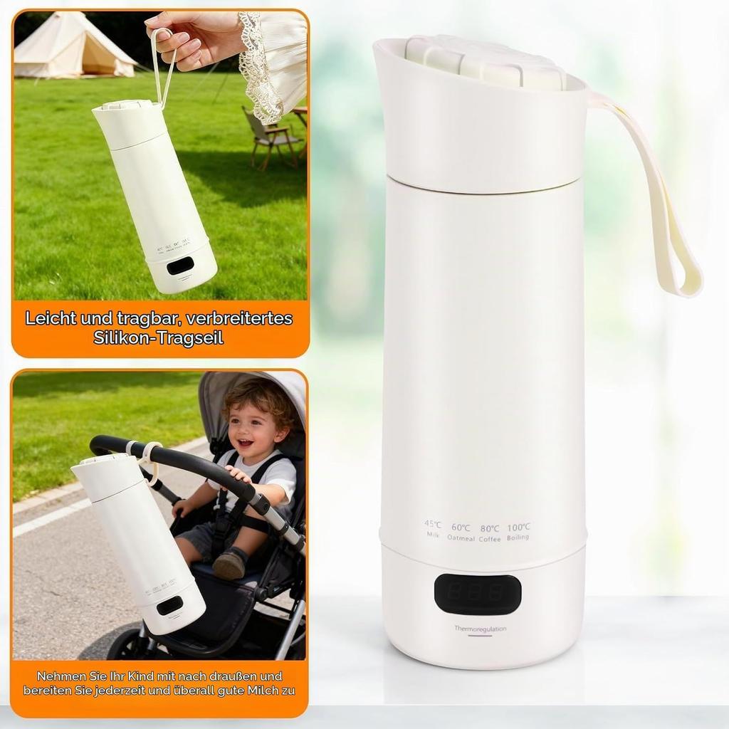 Travel Kettle, 300 ml Small Kettle, 300 W Quick Boil Mini Portable Electric Water Cup Mi T4 Adjustable Temperature Levels and Automatic Shut-Off