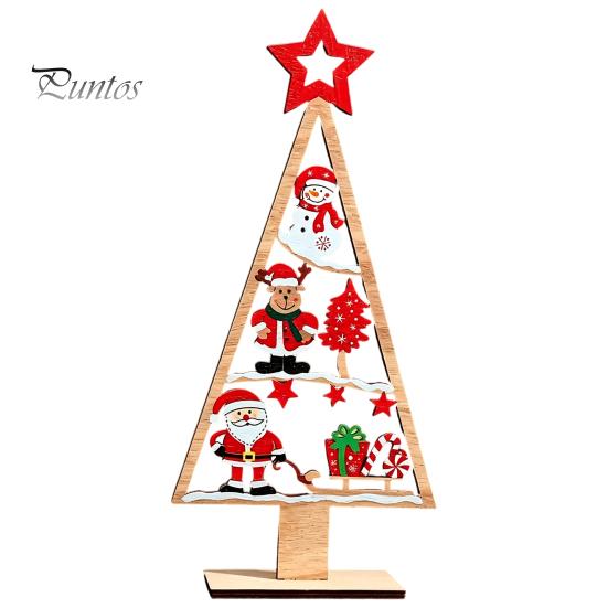 Holiday Party Table Centerpiece Wooden Tabletop Christmas Tree Decor, Hollow Xmas Ornament, Farmhouse Gift for Kids Desktop Home Decoration,