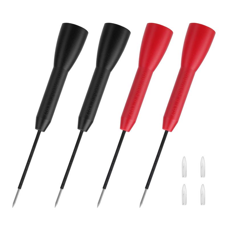 4Pcs Insulation Piercing Needle Pin Non Destructive Multimeter Test Probe 10A 600V For 2mm Test Lead Multimeter Test Probe