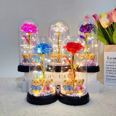 Leuchtende Nachtlampe mit konservierter Rose und Acrylglasabdeckung zum Valentinstag – das perfekte Geburtstagsgeschenk für Mädchen